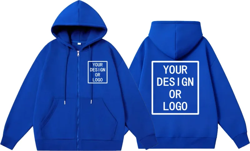 Personalizza il tuo design Logo del marchio/immagine Personalizzata personalizzata Uomo Donna Felpe con cerniera fai-da-te Felpa con cappuccio casual Nuovo pullover