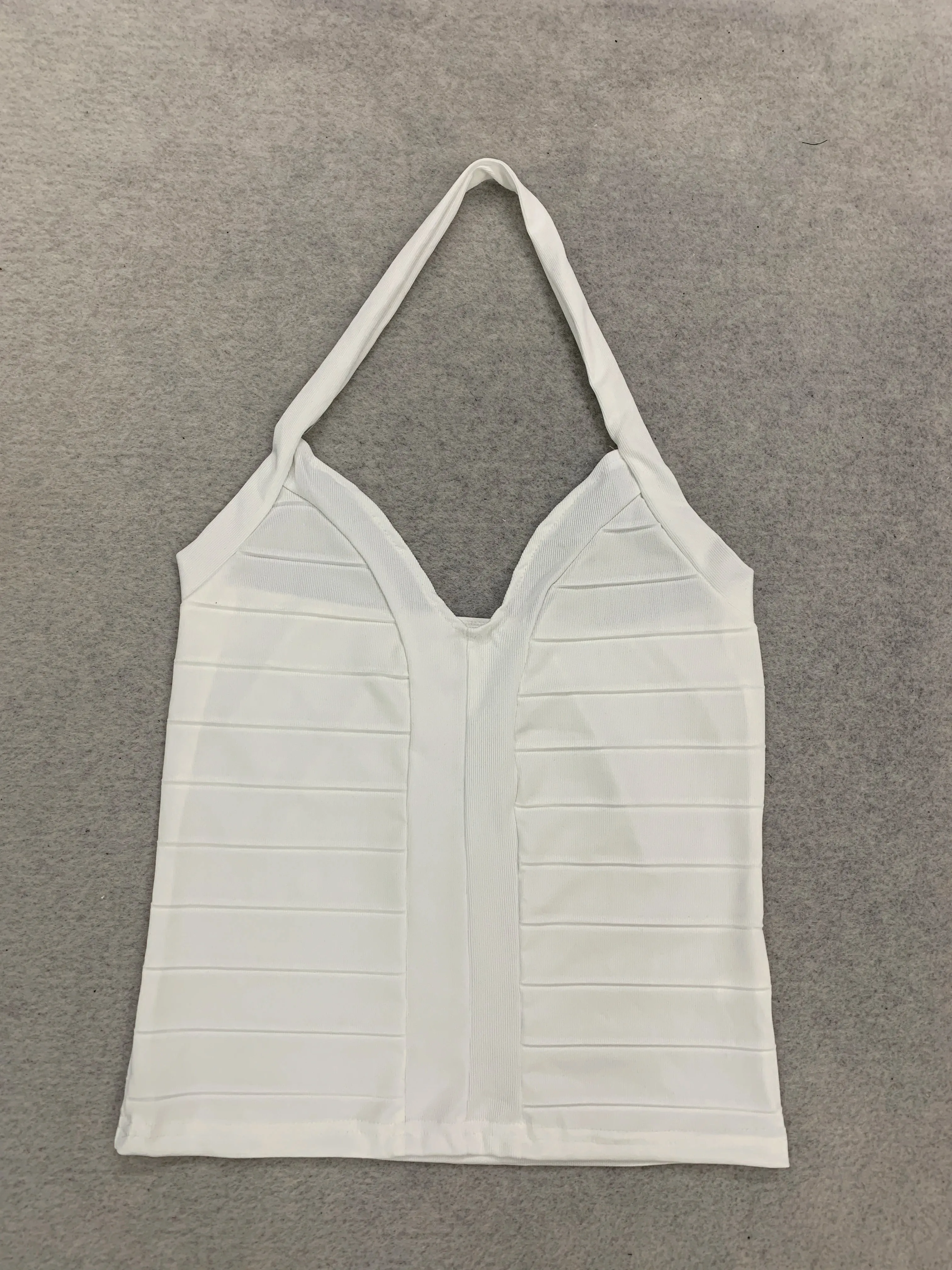 Women Halter V Neck Bandage Crop Top Bodycon Sleeveless Tank Tops Night Club Party Outfit Camisole For Daily Street Fashion Wear