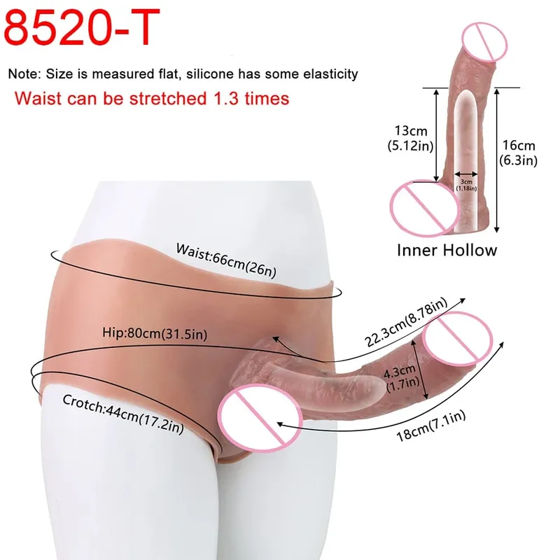 Large Hollow Dildo Premium Silicone Pants Wearable Hyper Realistic Insertable Penis Cover Adult Intimate Wearable Toys