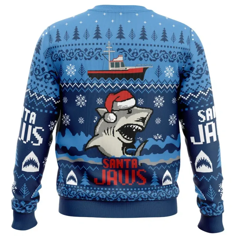 Santa Jaws Jaws Men's Crew Neck Ugly Christmas Sweatshirt Soft Comfy Stylish Relaxed-Fit Plus Size Long Sleeve Autumn Winter