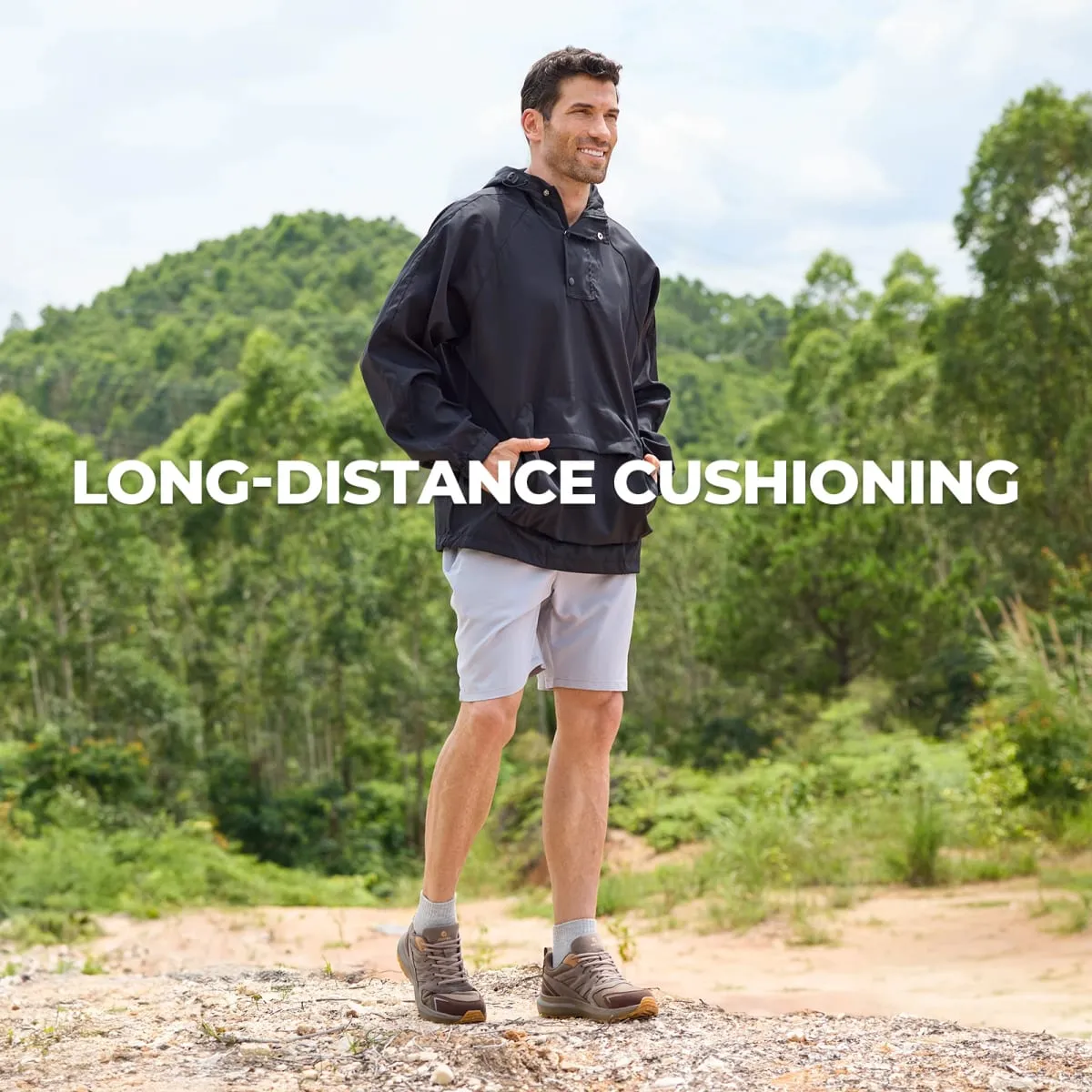 Fittington Men's Wide Hiking Shoes For Men Outdoor Walking Trekking Trails Shoes Non-slip Sports Sneakers With Arch Support