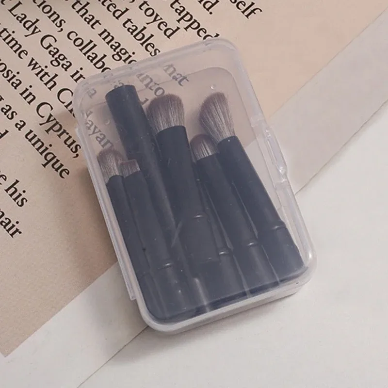 Ensemble de Mini pinceaux de maquillage de voyage, avec boîte, Portable, poudre cosmétique, fond de teint, Blush, correcteur, outils de maquillage, 6 pièces