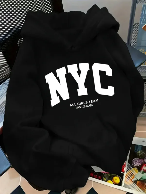 New Fall/Winter Comfortable Navy Blue New York Team Hoodie - Long Sleeve Couples' Street Style Hoodie Casual Pullover with POC — image 6