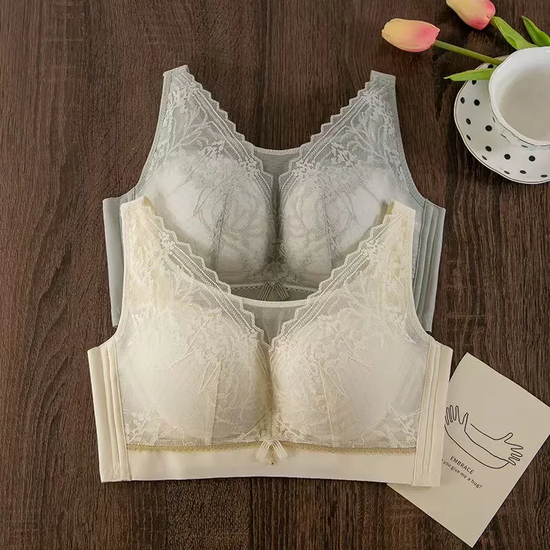 Plus Size Ladies Bra Thin No Steel Ring Comfortable Breathable Bras Adjustable Underwear Push Up Sexy Women Lingerie Bra BCD Cup