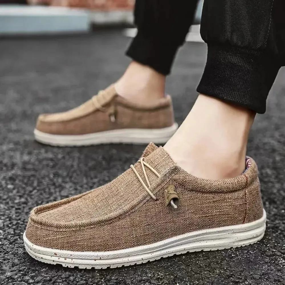 Men's Fashion Canvas Loafers Comfortable Lightweight Breathable Men's Casual Shoes Flat Slip-on Driving Shoes Man 2025