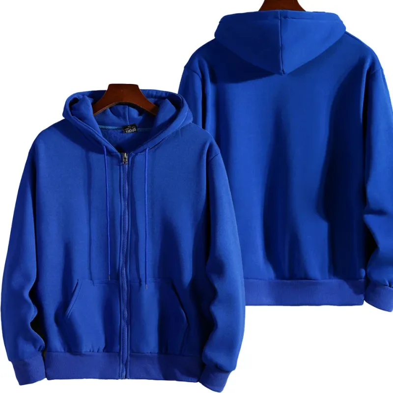 Zipper Hoodies Autumn Winter Men's Long Sleeve Hooded Sweatshirt Fashion Casual Male Outfit Sportwear Loose Villus Lining Clothe — image 8