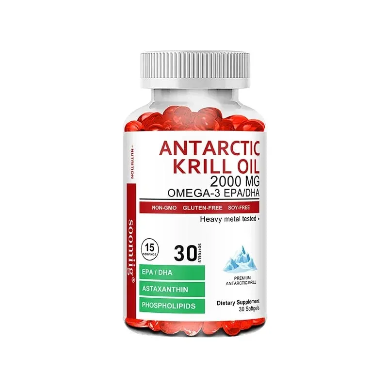 Capsules d'huile de krill antarctique 2 000 mg d'oméga-3 EPA et DHA avec supplément d'astaxanthine provenant de krill rouge force maximale