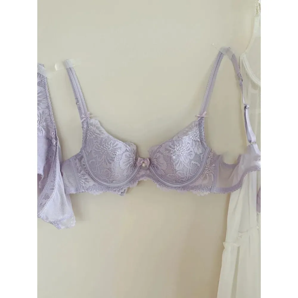 Soutien-gorge en dentelle violette pour femmes, broderie française Sexy, à armatures douces, minimiseur, Push Up, Anti-affaissement, Lingerie, brassière 32 à 38 — image 6