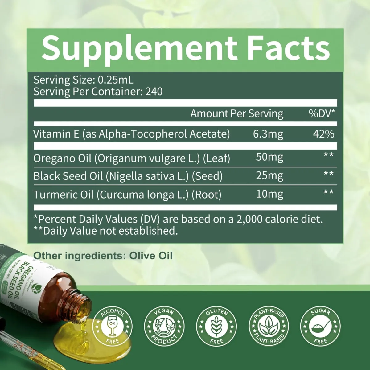 Lukaree 60ML Orgainc Oregano Oil Drop Support Respiratory Immune System Health Support Digestion and Intestinal Balance