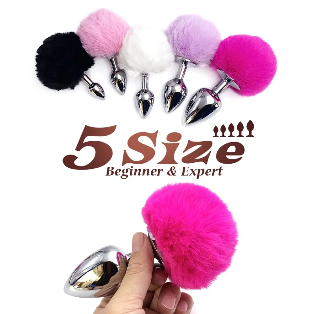 5 Colors 5 Sizes Stainless Steel Rabbit Tail Butt Anal Plug Sex Toy Adult Women Male Sexy Couple Toys Adults Fun Gay Dildo Gifts
