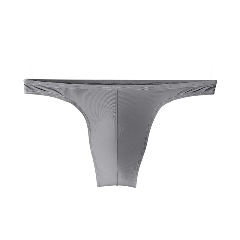 Ice Silk Thongs Men Sexy Underwear Soft Ribbed G-string Breathable Underpants Seamless Panties Male Lingerie Bulge Pouch Briefs