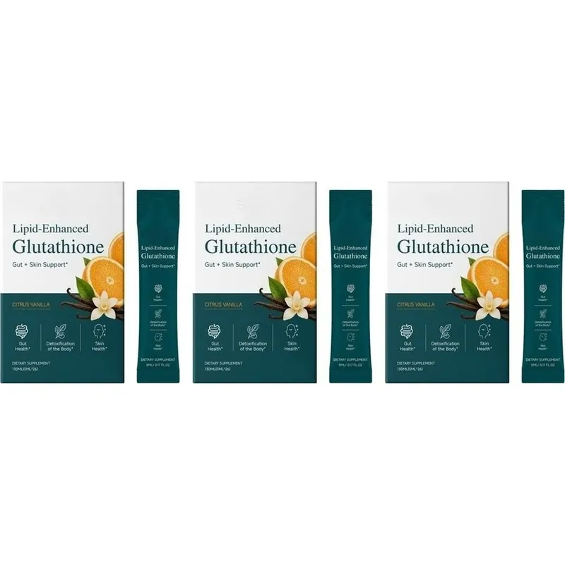 Lipid-Enhanced Glutathione Liquid Supplement Packets with Citrus Vanilla Support Gut Health and Skin Health 26 Packets 130ml