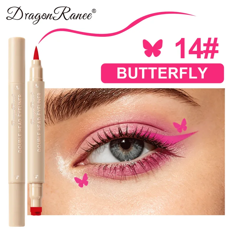 Double Head Eyeliner Stamp Waterproof Colorful Eyeliner With Heart/Star/Butterfly/Triangle Liquid Liner Seal Decorative Makeup