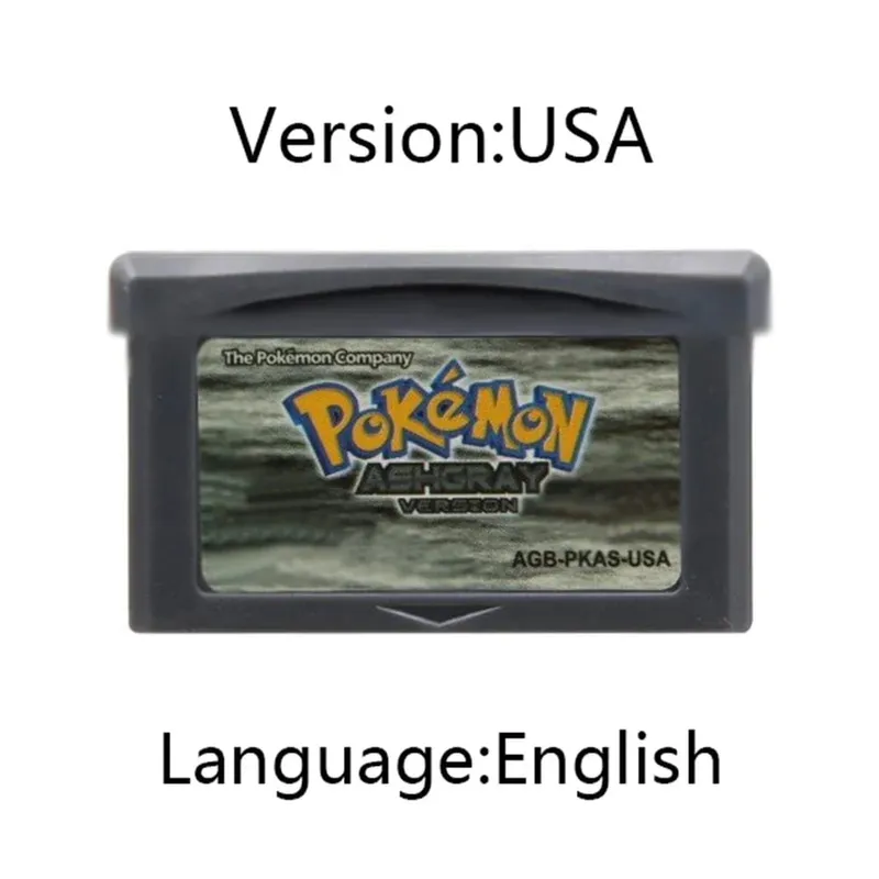 GBA Pokemon Game Cartridge 32-Bit Video Game Console Card AshGray Liquid Crystal Light Platinum Moemon Emerald Engelsk sprog