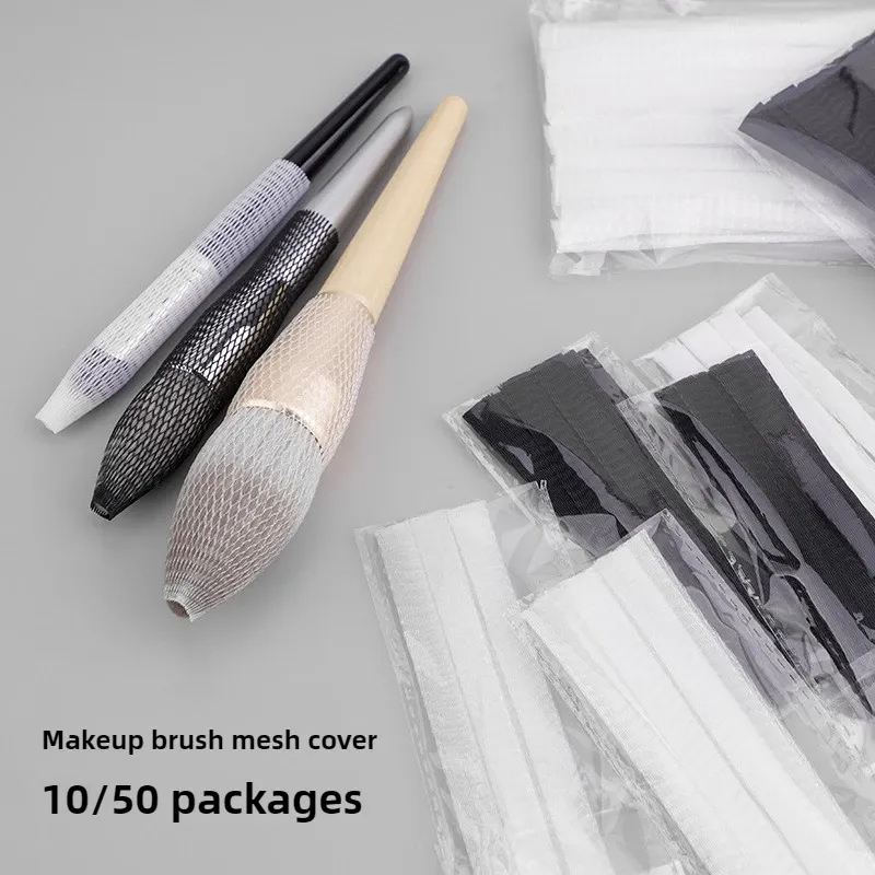 50pcs/bag Makeup Brushes Protect Cover Cosmetic Brush Protector Mesh Flexible Net Protectors Cover Reusable Make Up Beauty Tools — image 2