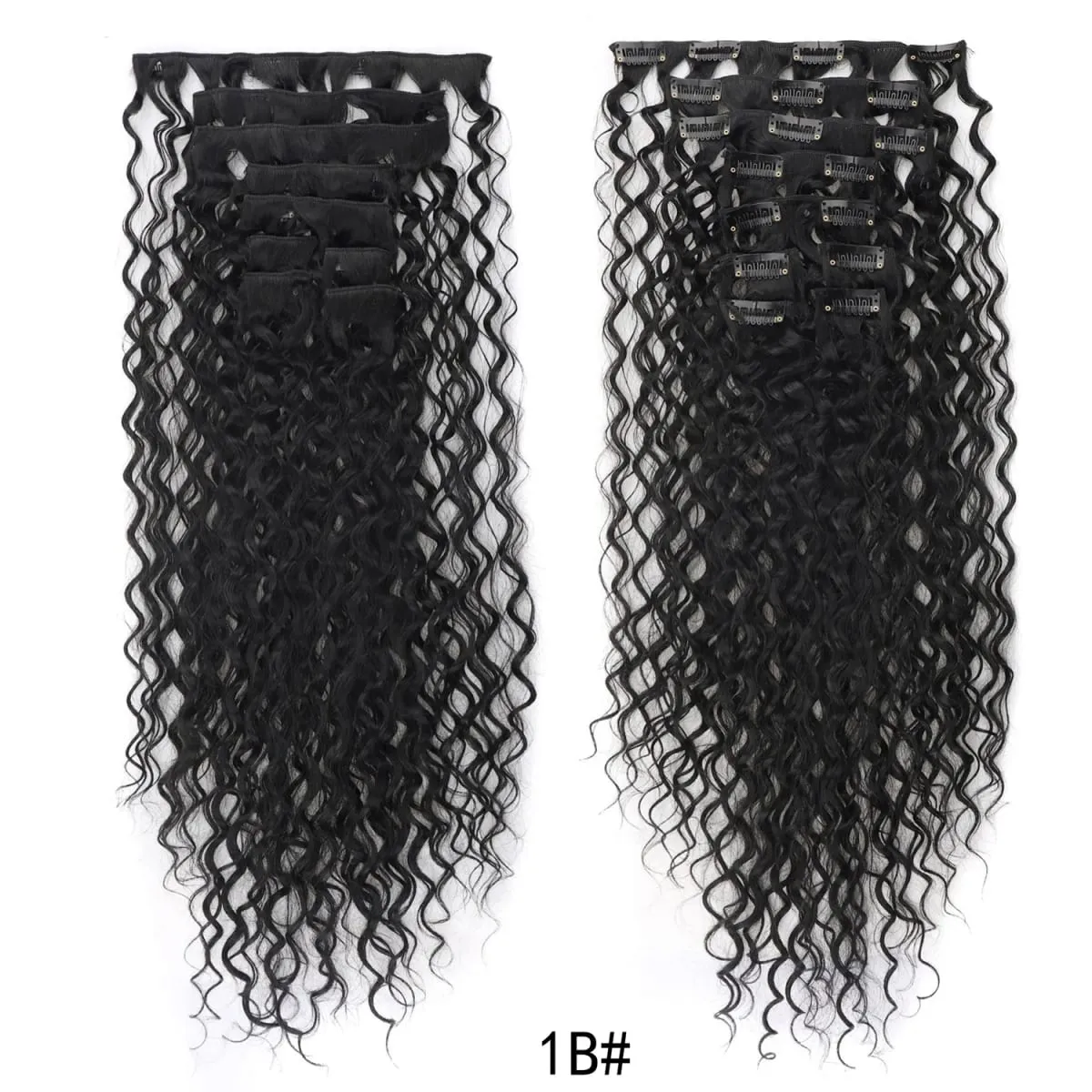 Jeedou Deep Wavy Curly Hair 9Pcs Set Clip-in Hair Extensions Hairpieces with 18 Clips Brown Color Synthetic Hair For Women