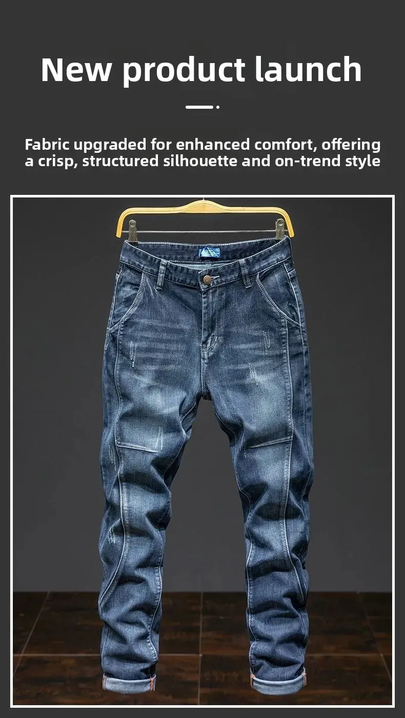 Skarvning Elastisk Stor storlek Lös elastiska jeans Herr Höst Koreansk Trend Byxor Herr Harlan Denim Byxor Herr Bootcut Jeans