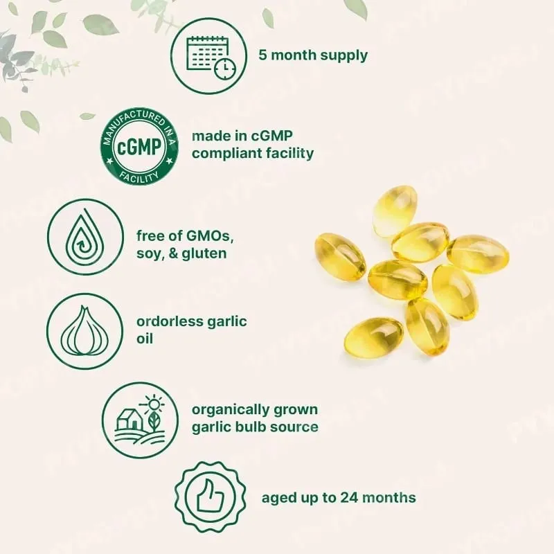 Kapsle česnekového oleje bez zápachu Extrakt z česneku zrajícího 2 roky Přírodní bylinné doplňky Wirh Grown Allium Sativum Bulb 300 měkkých gelů