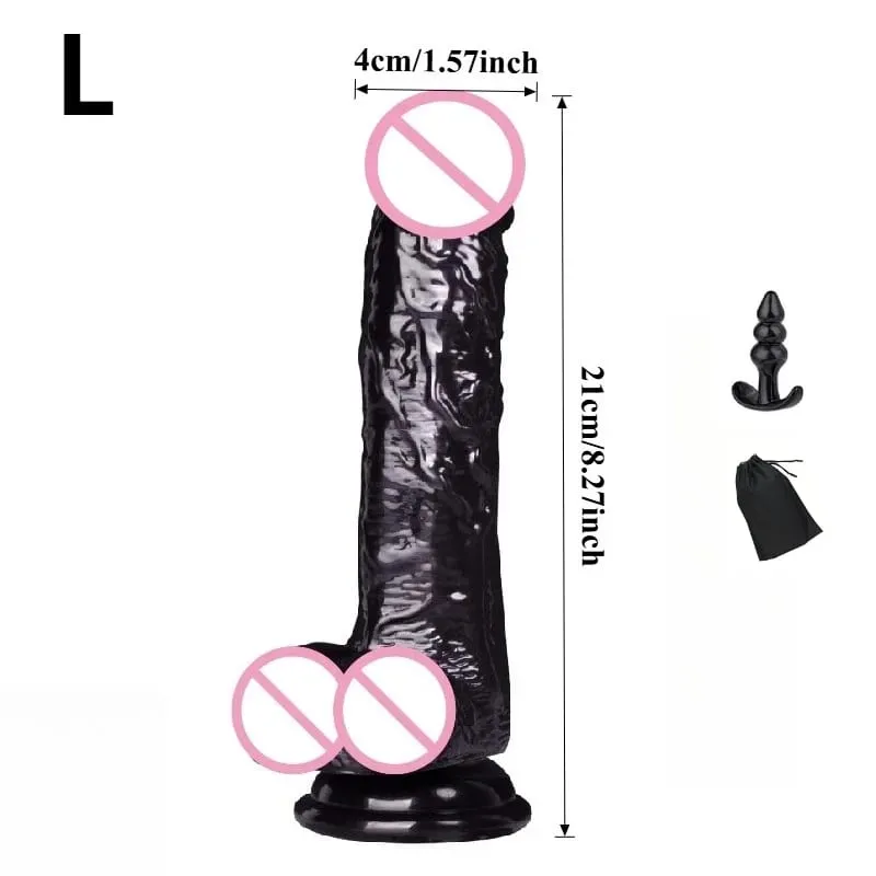 กันน้ำสมจริงสีดำDildo Masturbators Analเกย์Soft Clitorisนวดช่องคลอดอวัยวะเพศชายดูดถ้วยDickเพศของเล่นสำหรับผู้หญิง