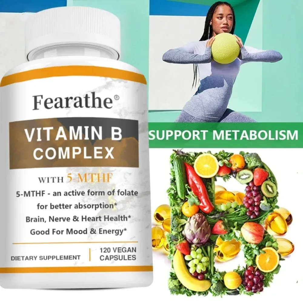 Vitamin B Complex Supplements (B12 B1 B2 B3 B5 B6 B9 Folic Acid &Biotin) Immune Brain & Energy Support — image 2