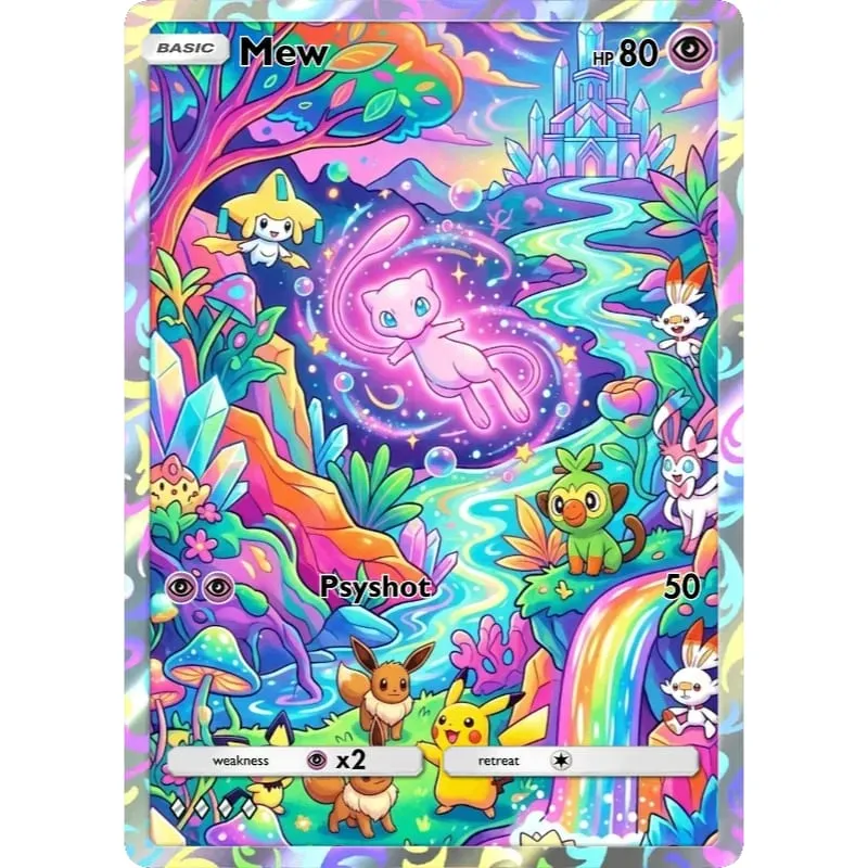 Pokemon Cards Mewtwo Mew Sylveon Dragonite Greninja PTCG Cards Creativity Rare Holo Anime Collection Cards Pokemon Gift