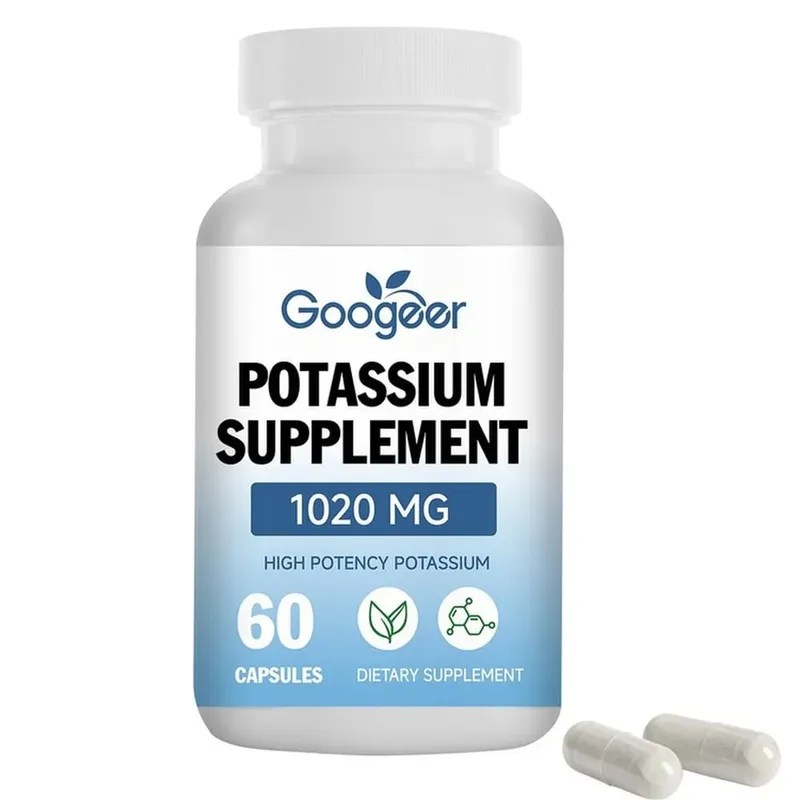 Googeer Potassium Capsules 1020 Mg High Potency Potassium Level Support Mineral Intake Gap Fill Bioavailability 60 Capsules