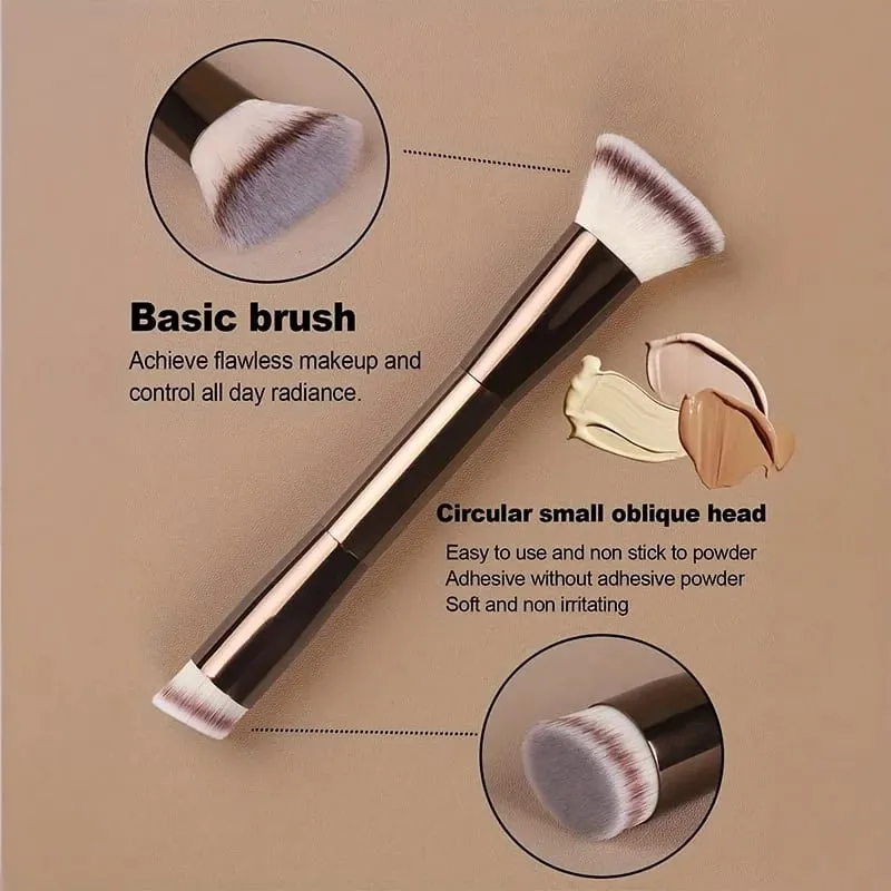 2pcs Professional Aluminum Tube Makeup Brush Set Soft Foundation Brush Blush Brush Powder Brush Concealer Brush Contour Bru