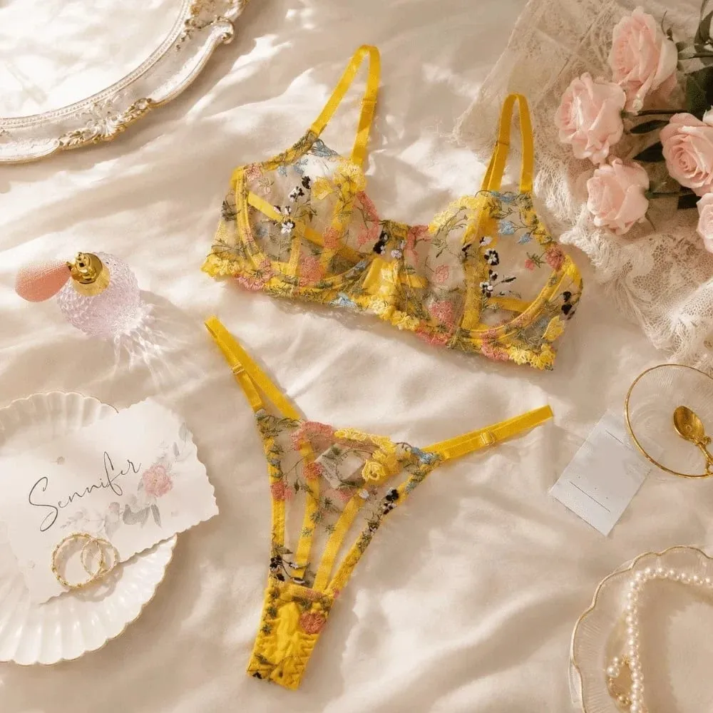 Versatile Transparent Lingerie Set Ultra-thin Push Up Panties Bra Set Elegant Bra Suit Lady — image 3