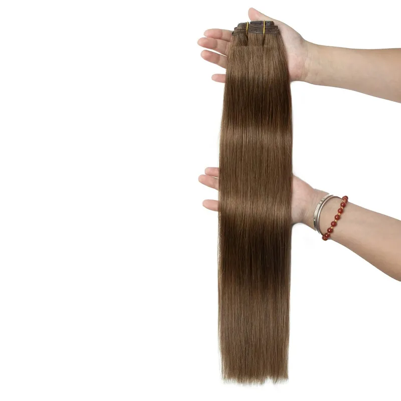 Women Lightweight Clip In Extensions 7Pcs Set Invisible PU Tape Weft Injected PU Natural Human Hair 12-24inch Adding Length Use