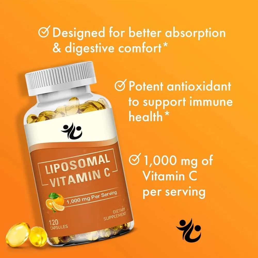 Capsule di vitamina C liposomiale da 1000 mg: supportano la difesa immunitaria, la produzione di collagene, luminosità della pelle, benessere cognitivo e circolatorio.