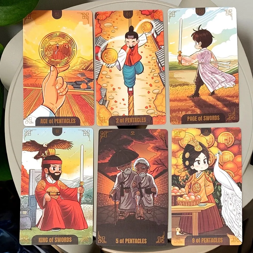 Timeless in The Autumn Chibi Tarot Deck for Collectors in Rigid Box 12*7cm Korenji Tarot 78 Cute Korean Hanbok Style Cards