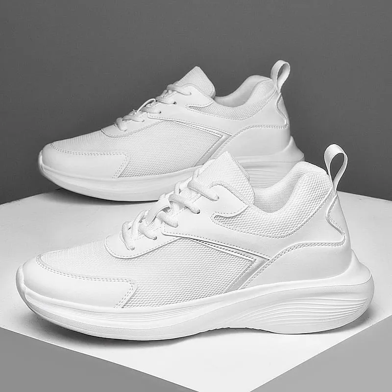 Men Fashion Height Increasing Sneakers Breathable Mesh Height Increase Shoes Microfiber Sole Comfortable Outdoor Walking Shoes