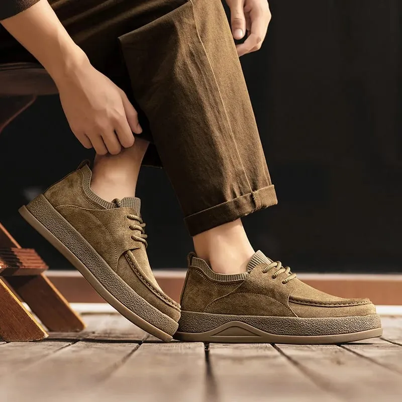 Autumn Wide Toe Spring New Men's Cowhide Fashion Versatile Single Short Boots Soft Leather Men's Boots Zapatillas De Deporte