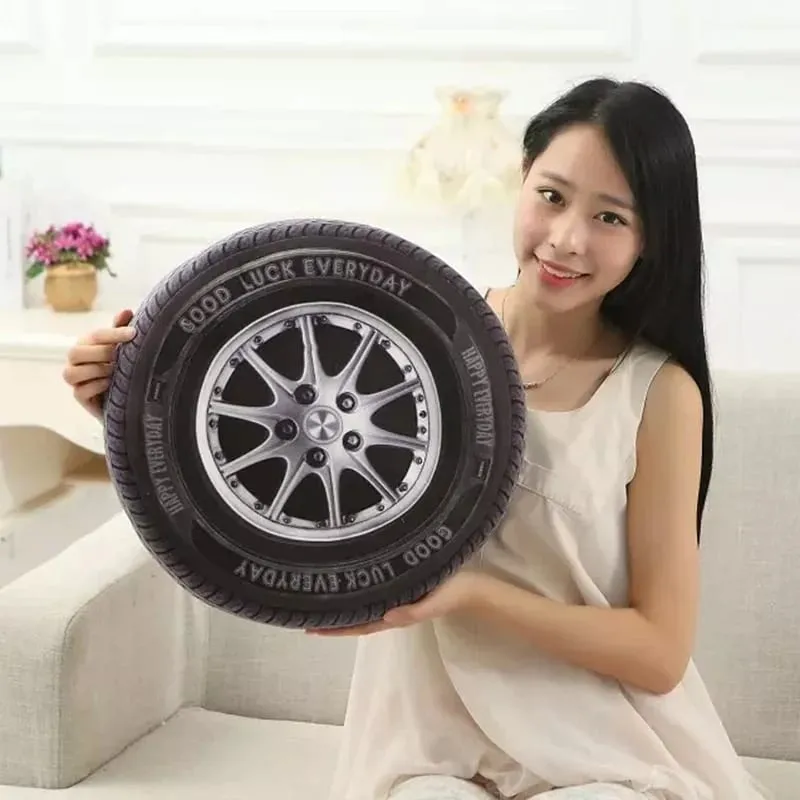 3D Simulation Car Tire Plush Pillow Realistic Printed Wheel Cushion Creative Funny Sofa Throw Pillow Auto Enthusiast Decor Gift — image 6