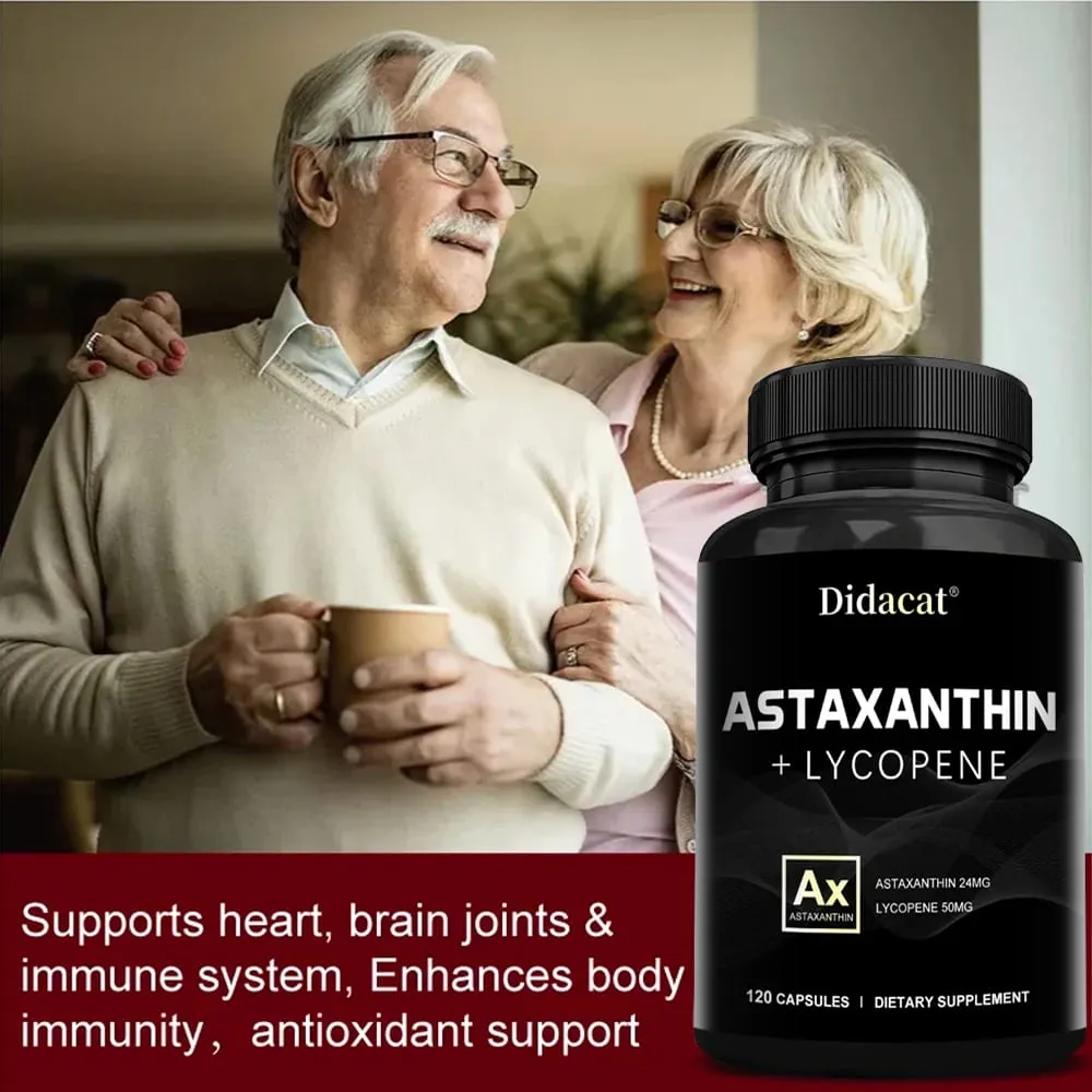 アスタキサンチン 24mg + リコピン 50mg 微細藻類からの天然抗酸化物質 アスタキサンチン サプリメント 目の皮膚の健康をサポート 非遺伝子組み換え