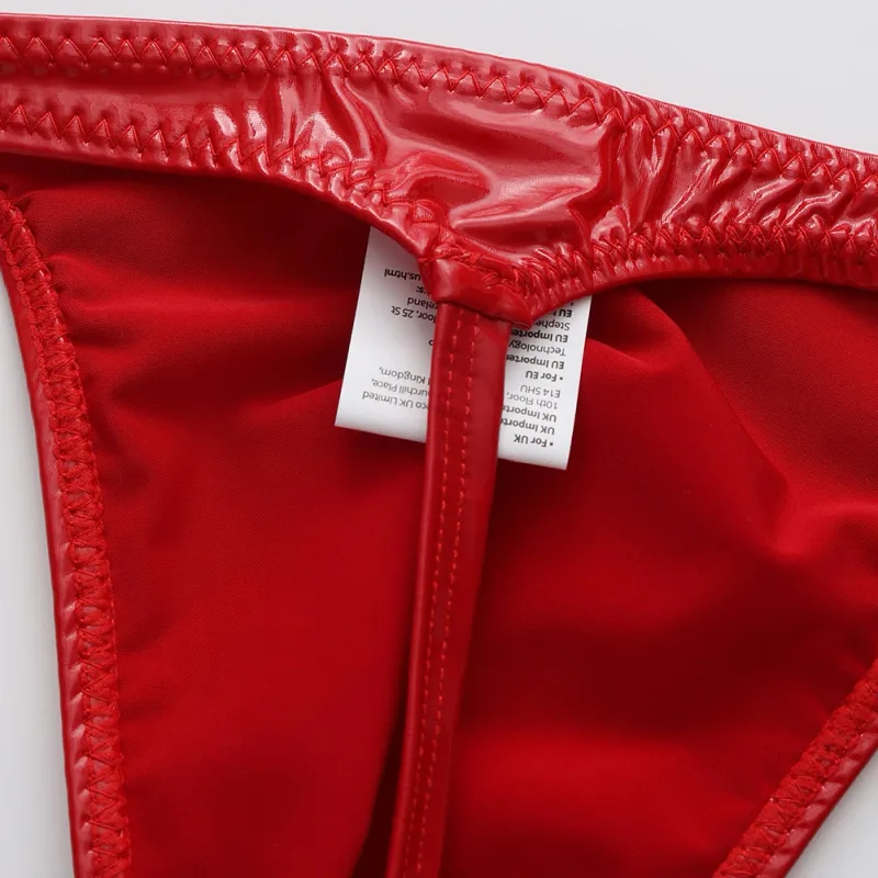 Men Glossy Faux Leather G-string Briefs Thin-Strap Low Waist Underwear Men's Panties Lingerie T-back Male Briefs Lingerie