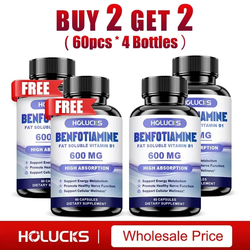 Benfotiamin 600mg | Overlegen Absorption Vitamin B1 til energimetabolisme og nervesundhed | 120 kapsler kosttilskud