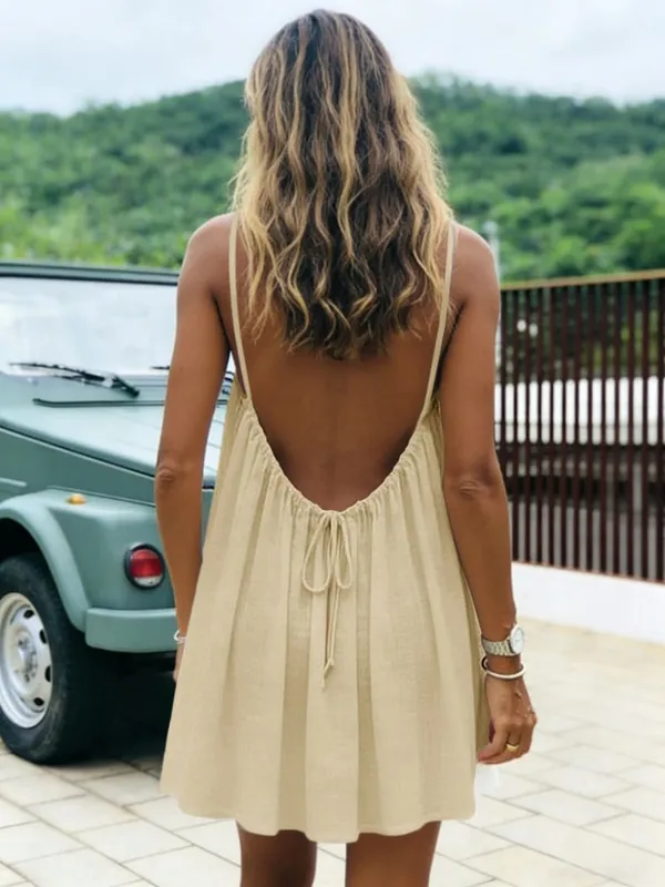 New Women's Off-Shoulder Loose Dress Pure Color Strap Casual Fashionable Summer Gown Cross-Border Loose Fit Maxi Dress — image 7