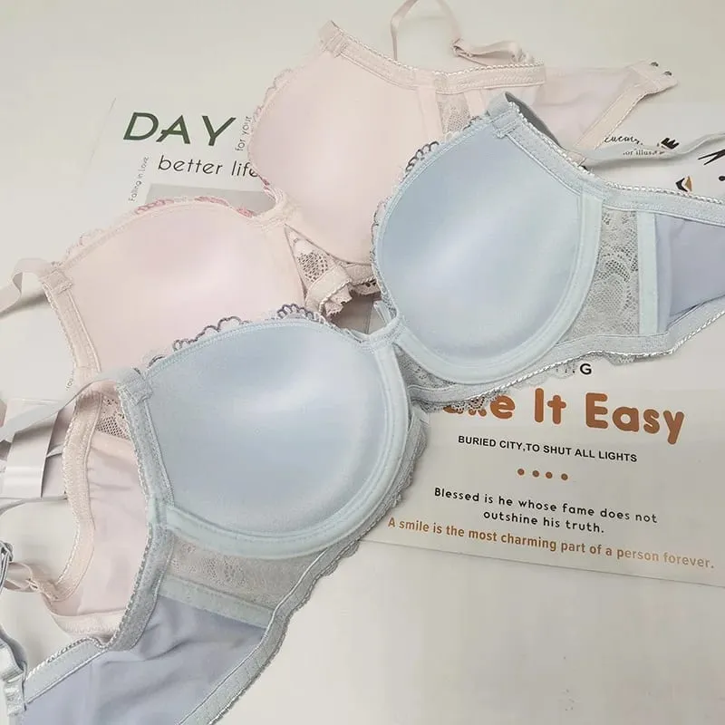 Sexy lace girls bra set gathered up support not run cup underwear women push up skin-friendly lingerie panties suit