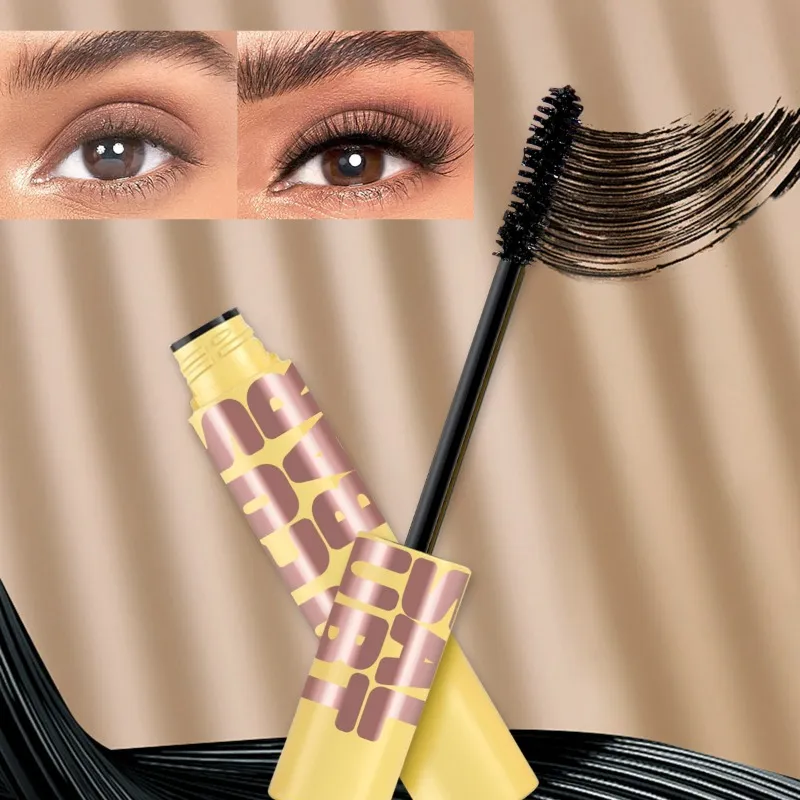 Mascara imperméable noir allongeant le recourbement des cils noirs Extension de cils maquillage de beauté Mascara longue tenue Mascara en fibres de soie