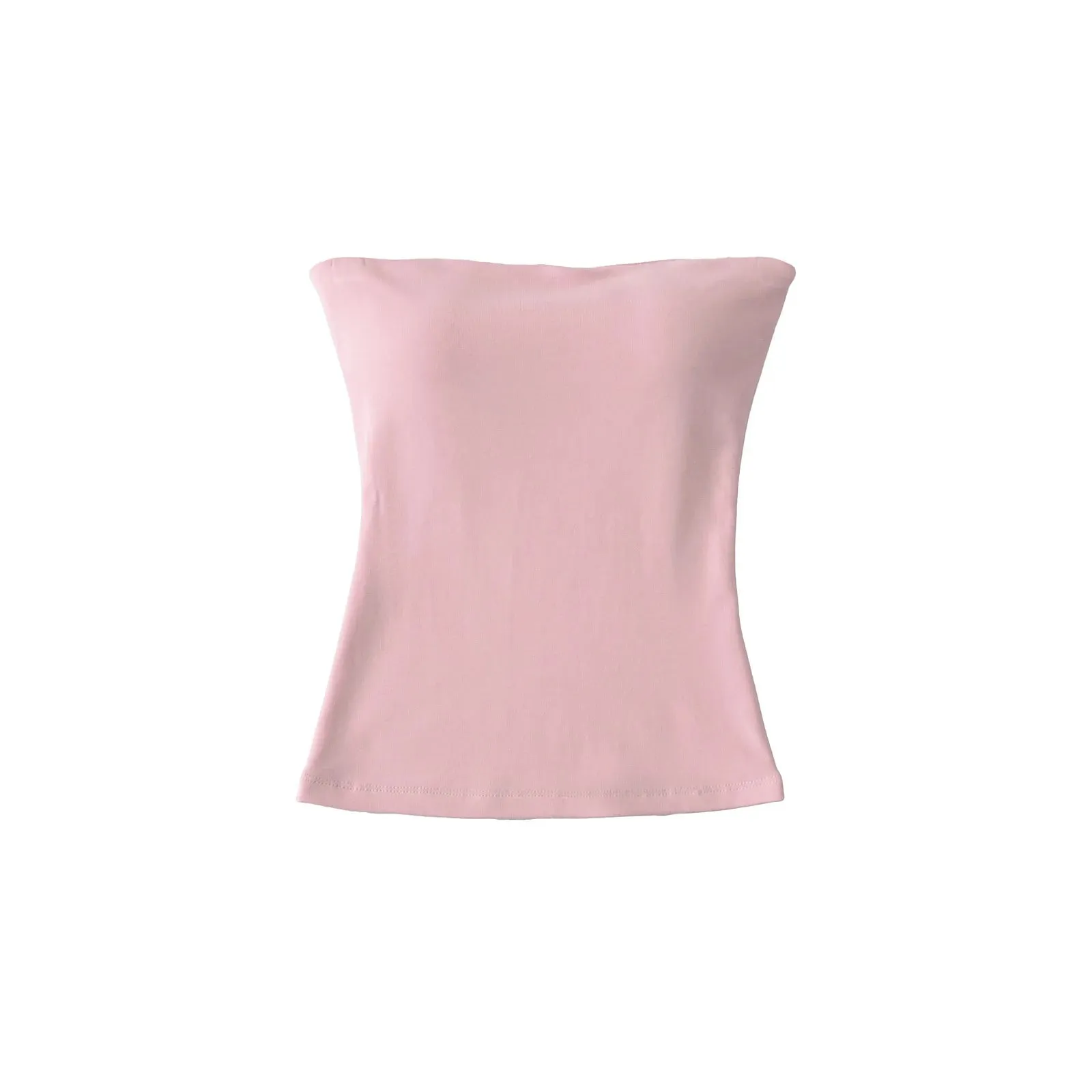 Women Solid Strapless Tube Top Sleeveless Bandeau Crop Top Stretch Basic Wrap Bustier Summer Casual Y2K Tank Tops