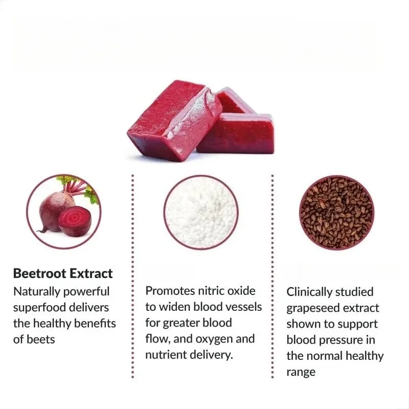 Beetroot Gummies with CoQ10 B Vitamins Grape Seed Extract Plant-Based Soft Chews Daily Energy Supplement