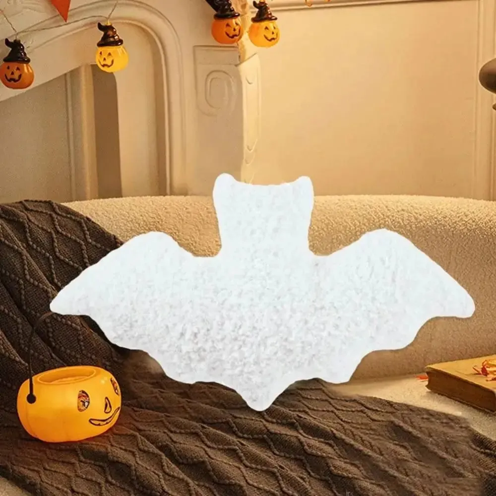 Material Bat Pillow Black White Brown Soft Fabric Bat Modeling Pillow Halloween Theme Gothic Bat Halloween Decoration