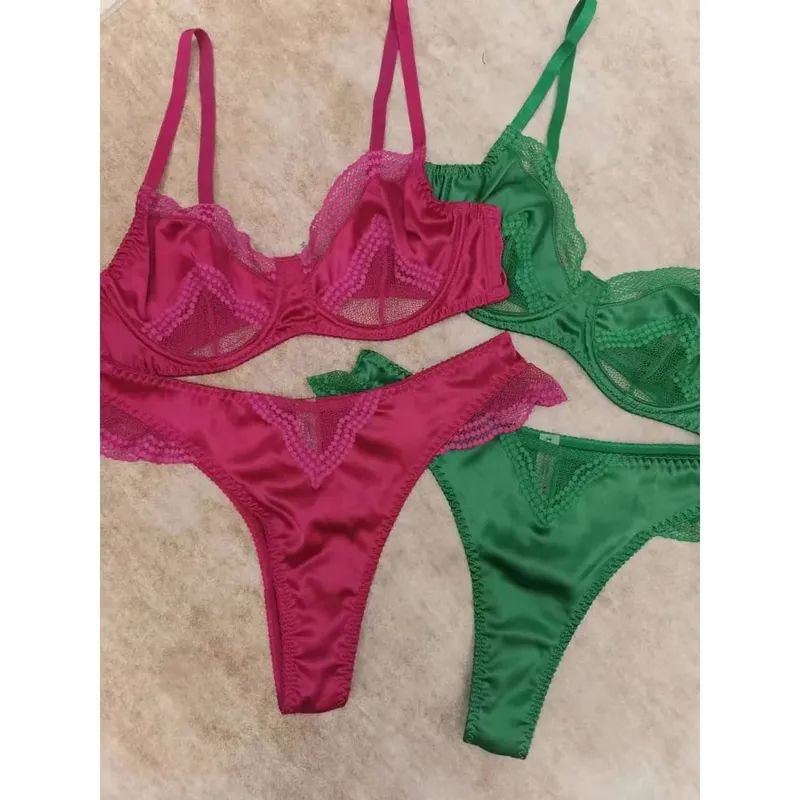 Women Lingerie Bra Mesh Satin Lace Splicing Ultra Thin Minimizer Anti Sag Breathable Daily Brassiere Size 32‑38 Suit — image 3