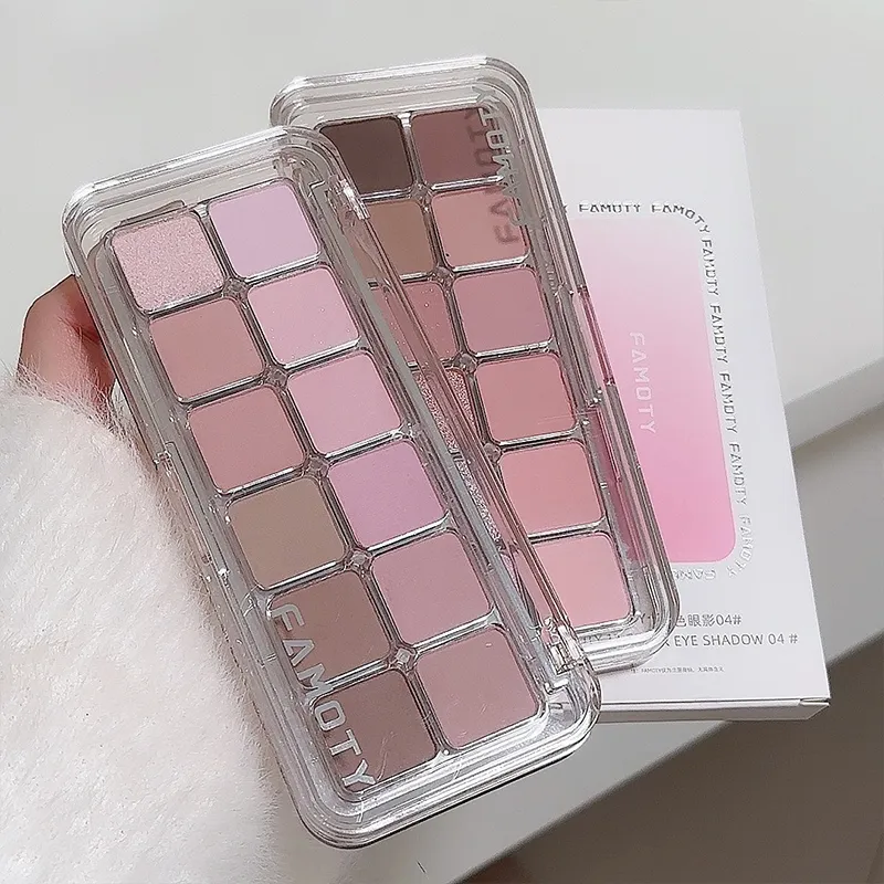 Palette di ombretti opachi a 12 colori a bassa saturazione Tè Albicocca Toni della terra Trucco per occhi opaco perlescente a lunga durata per l'uso quotidiano