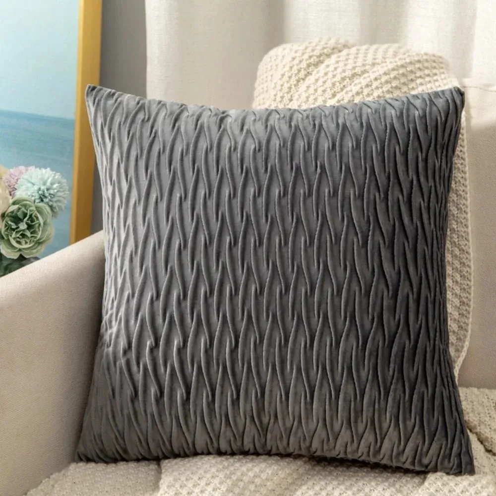 Striped Geometric Velvet Cushion Cover 45x45cm Decorative Throw Pillow Case for Sofa Bedroom Home New Year Decor