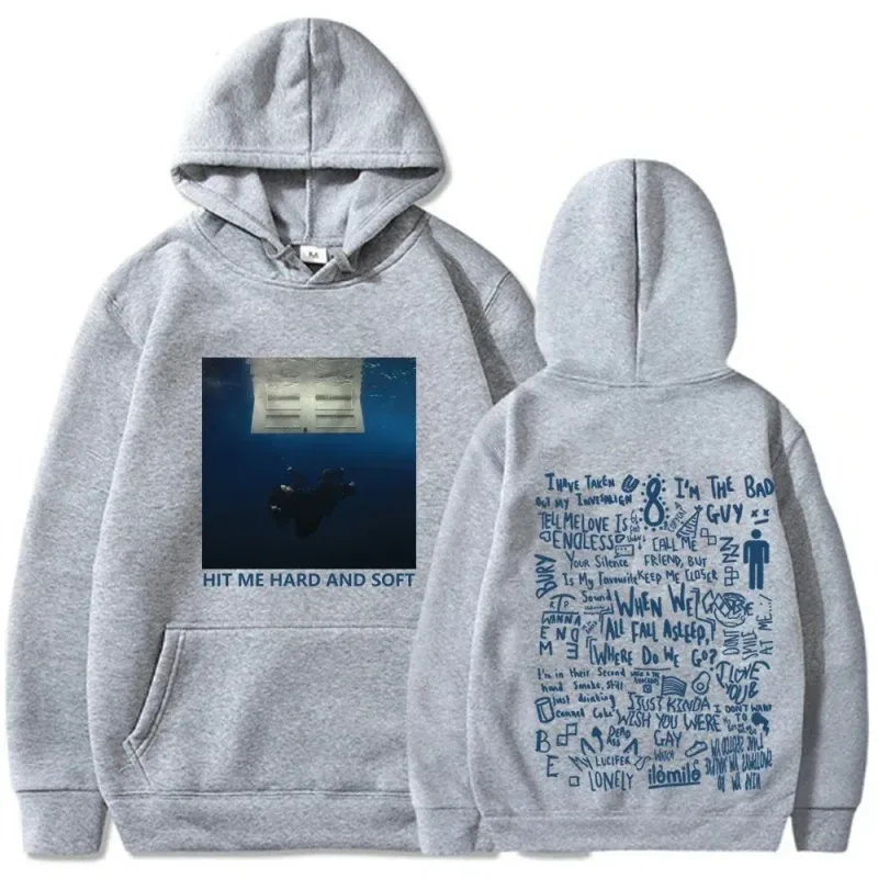 Hit Me Hard and Soft Tour Hoodie Billie Pullover Herr Sångare Grafiskt tryck Höst Vinter Fleece Sweatshirts för fans