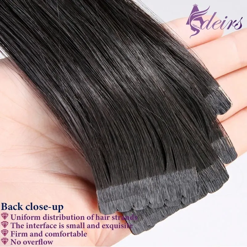 Mini Tape In Hair Extensions Really Human Hair Extensions Black Brown Blonde Invisible Tape In Straight 16"-26" For Salon