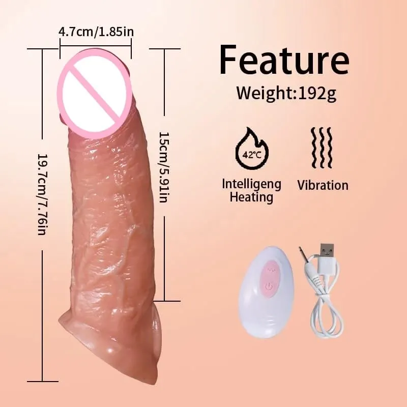 Penis Sleeve Cock Vibrator Realistický prodlužovač penisu Vibrační erekční kroužek s 10režimovým dálkovým ovládáním měkký silikonový penis pro muže pár