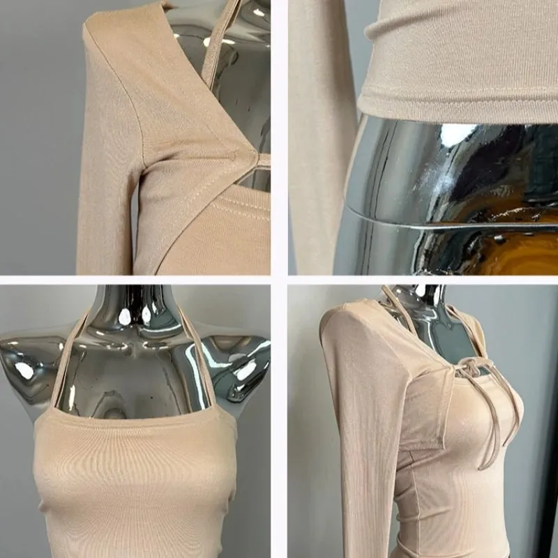 2026 Spring Summer New Women's Halter Neck Camisole Crop Top Korea Dongdaemun Tie Front Short Cardigan 2 Piece Set